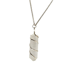 Selenite Wire Wrapped Pencil Pendant