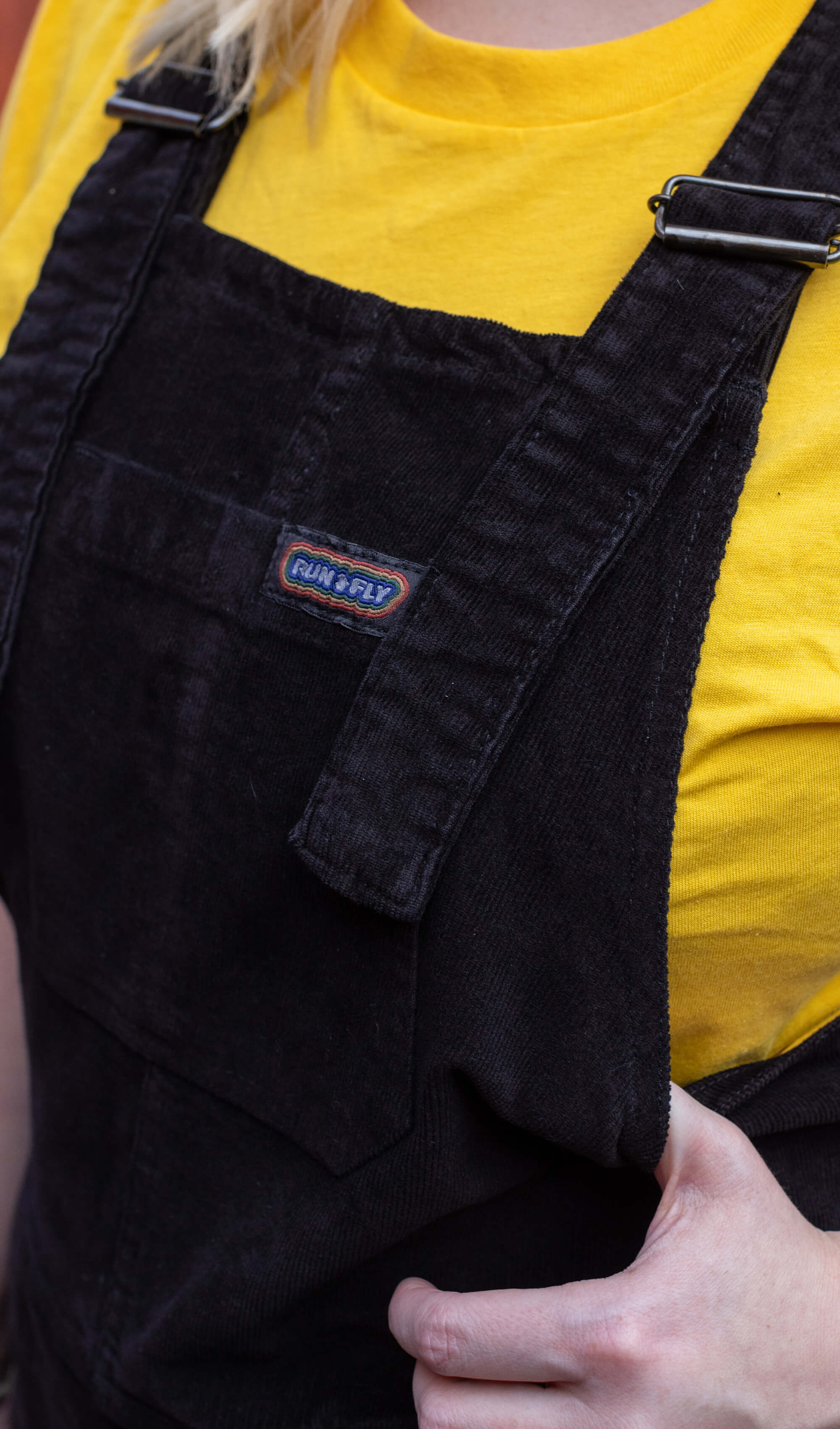 Black Stretch Corduroy Dungarees - Run & Fly
