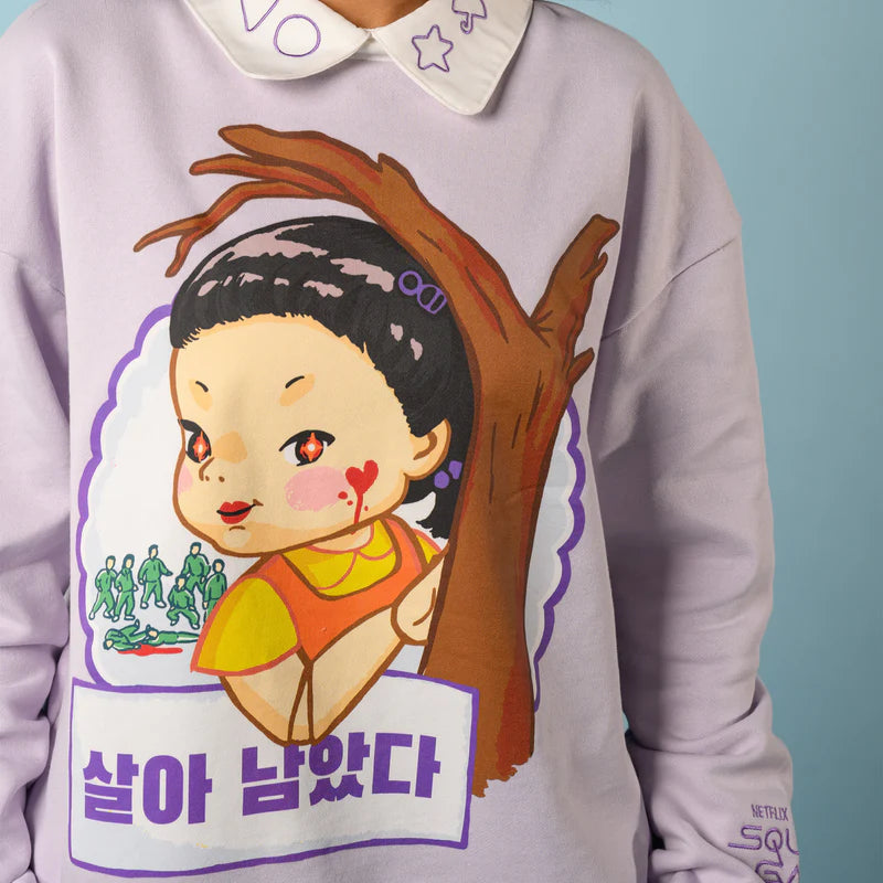 Young-Hee Chibi Squid Game Collared Sweat - Cakeworthy