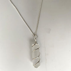 Selenite Wire Wrapped Pencil Pendant