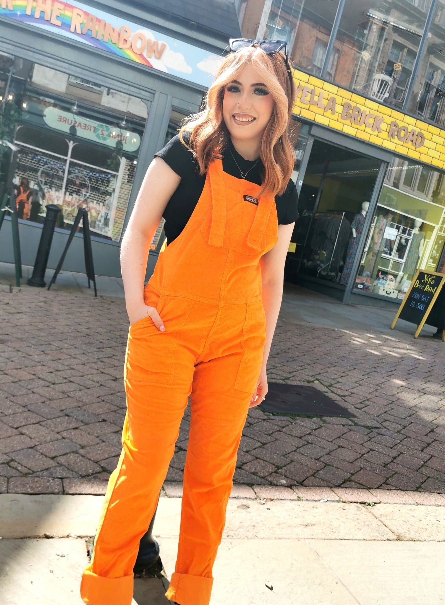 Highlighter Orange Dungarees - Run & Fly