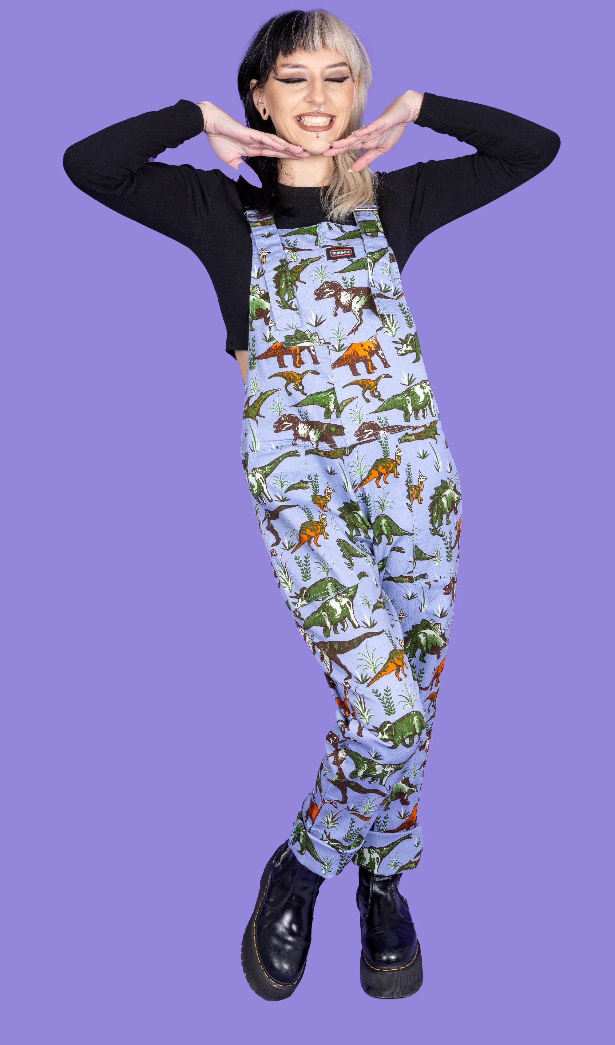 Blue Adventure Dinosaur Dungarees - Run & Fly