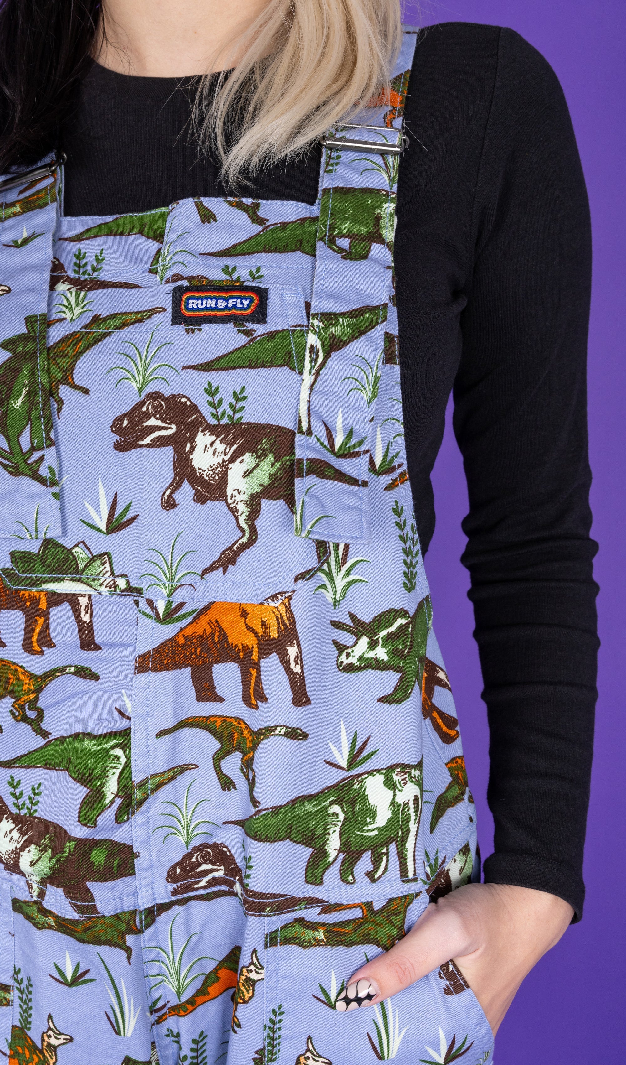 Blue Adventure Dinosaur Dungarees - Run & Fly