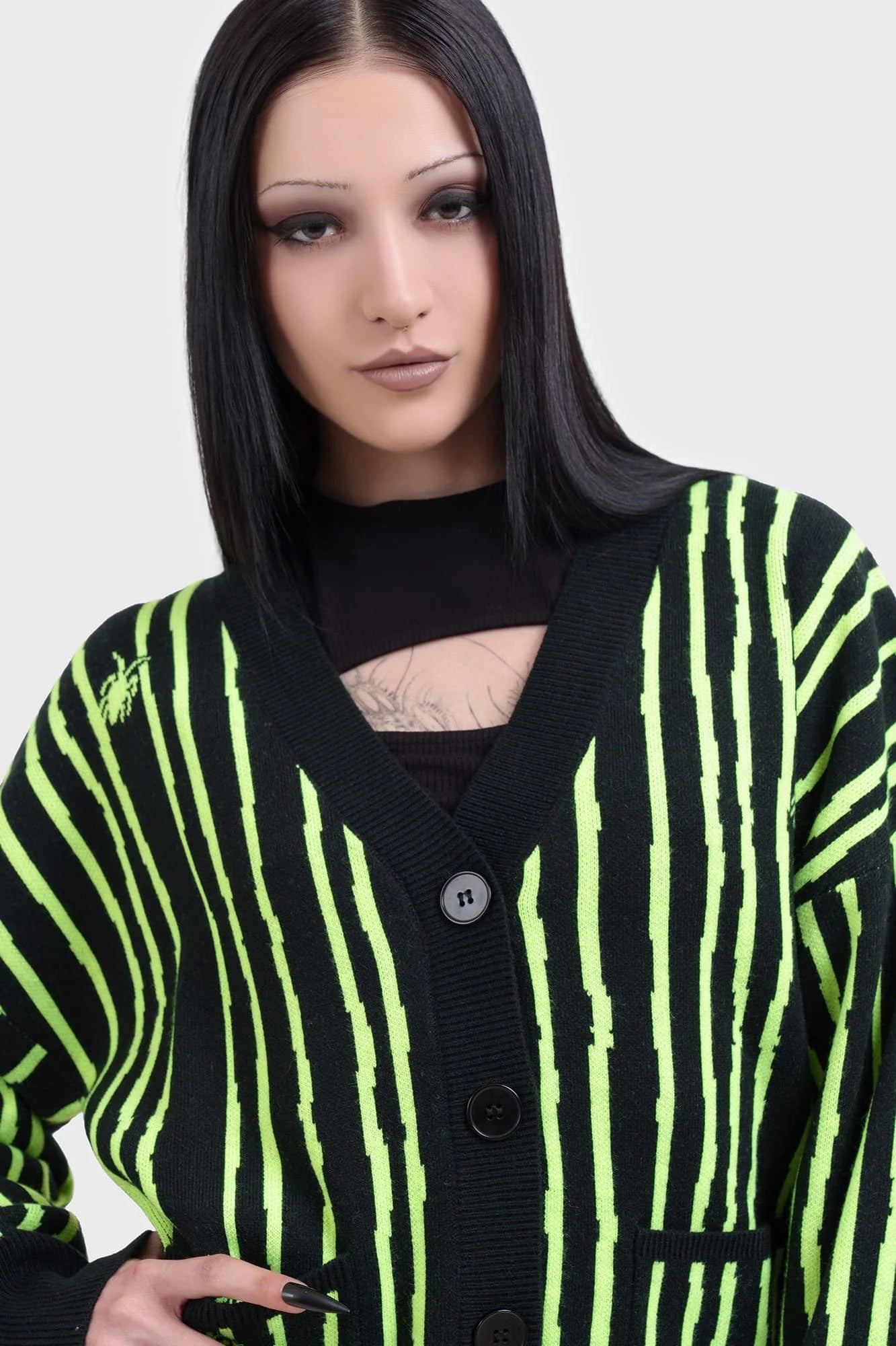 Beetlejuice Beetlejuice Beetlejuice Intarsia Cardigan- Killstar x Beetlejuice