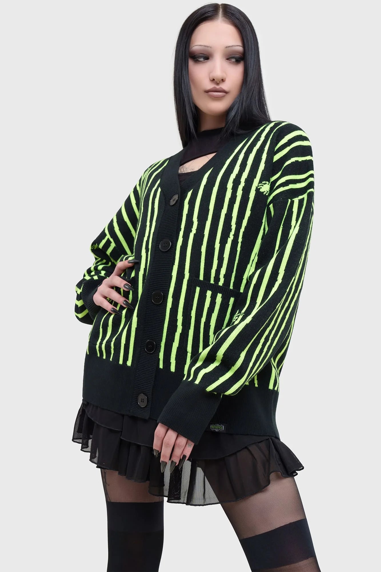 Beetlejuice Beetlejuice Beetlejuice Intarsia Cardigan- Killstar x Beetlejuice