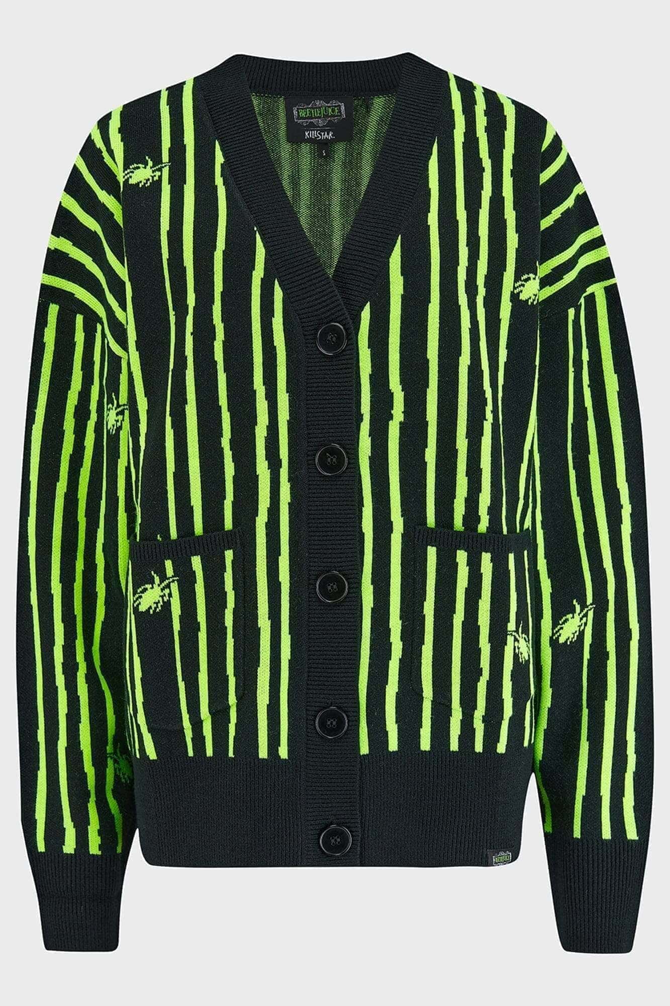Beetlejuice Beetlejuice Beetlejuice Intarsia Cardigan- Killstar x Beetlejuice