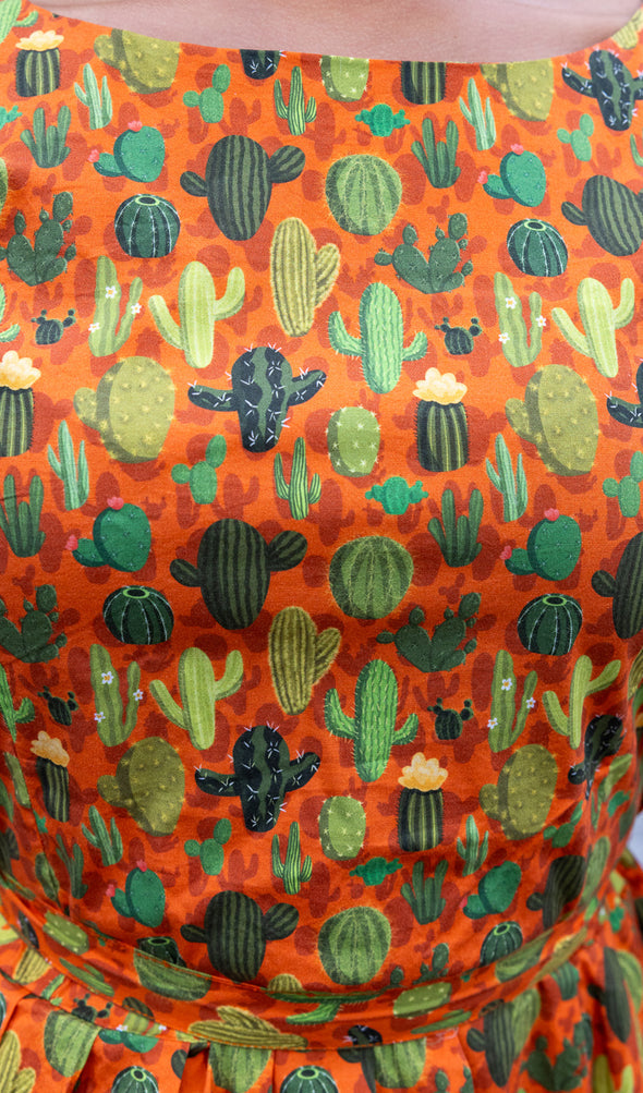 Orange Cactus Tea Dress - Run & Fly