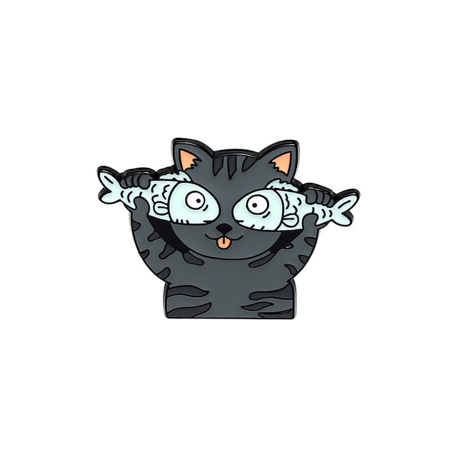 Cat Fish Eyes Enamel Pin Badge