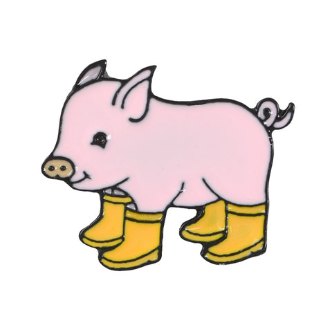 Pig In Yellow Welly Boots Enamel Pin Badge