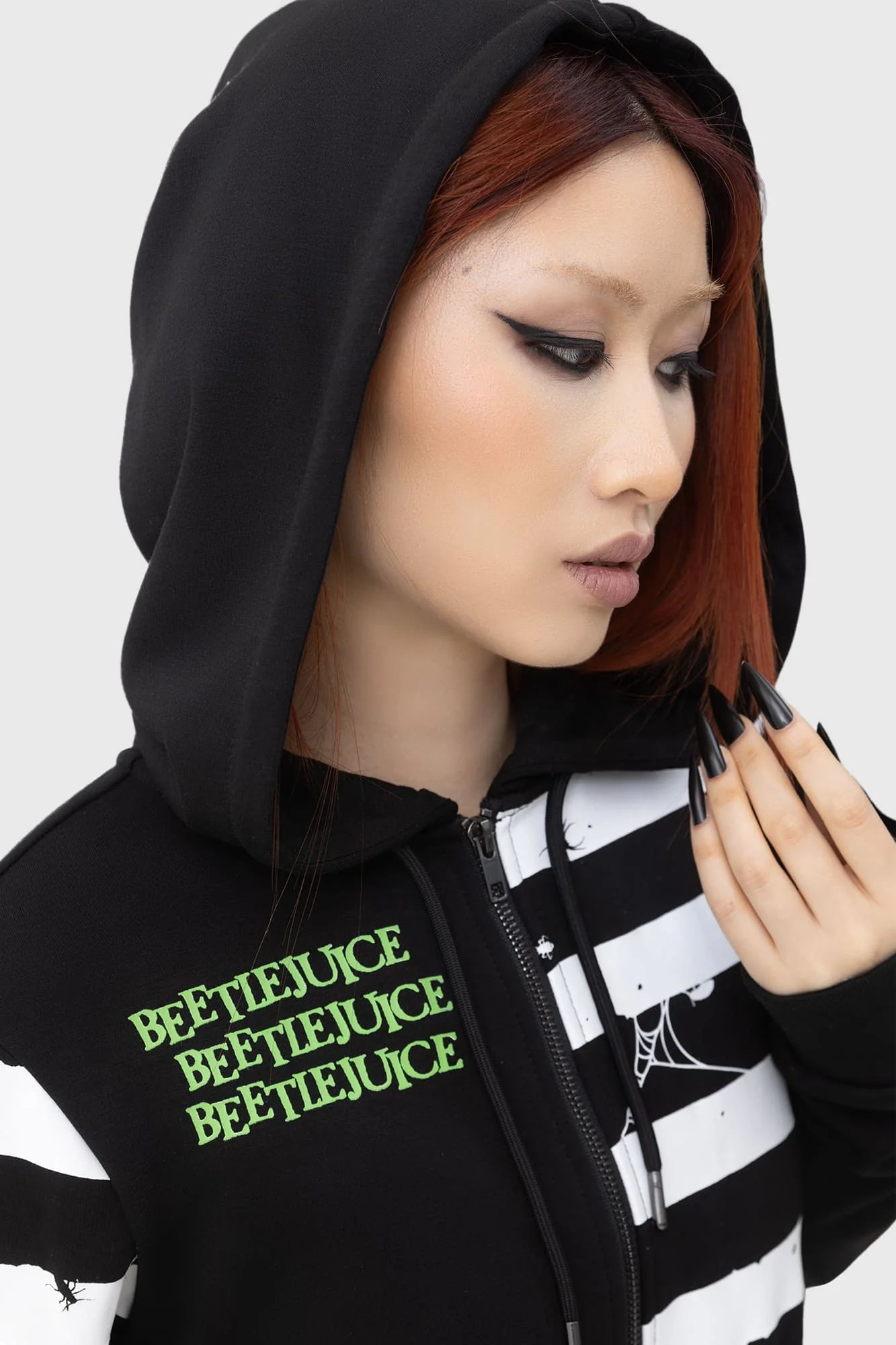 Distressed Stripe Hoodie - Killstar x Beetlejuice