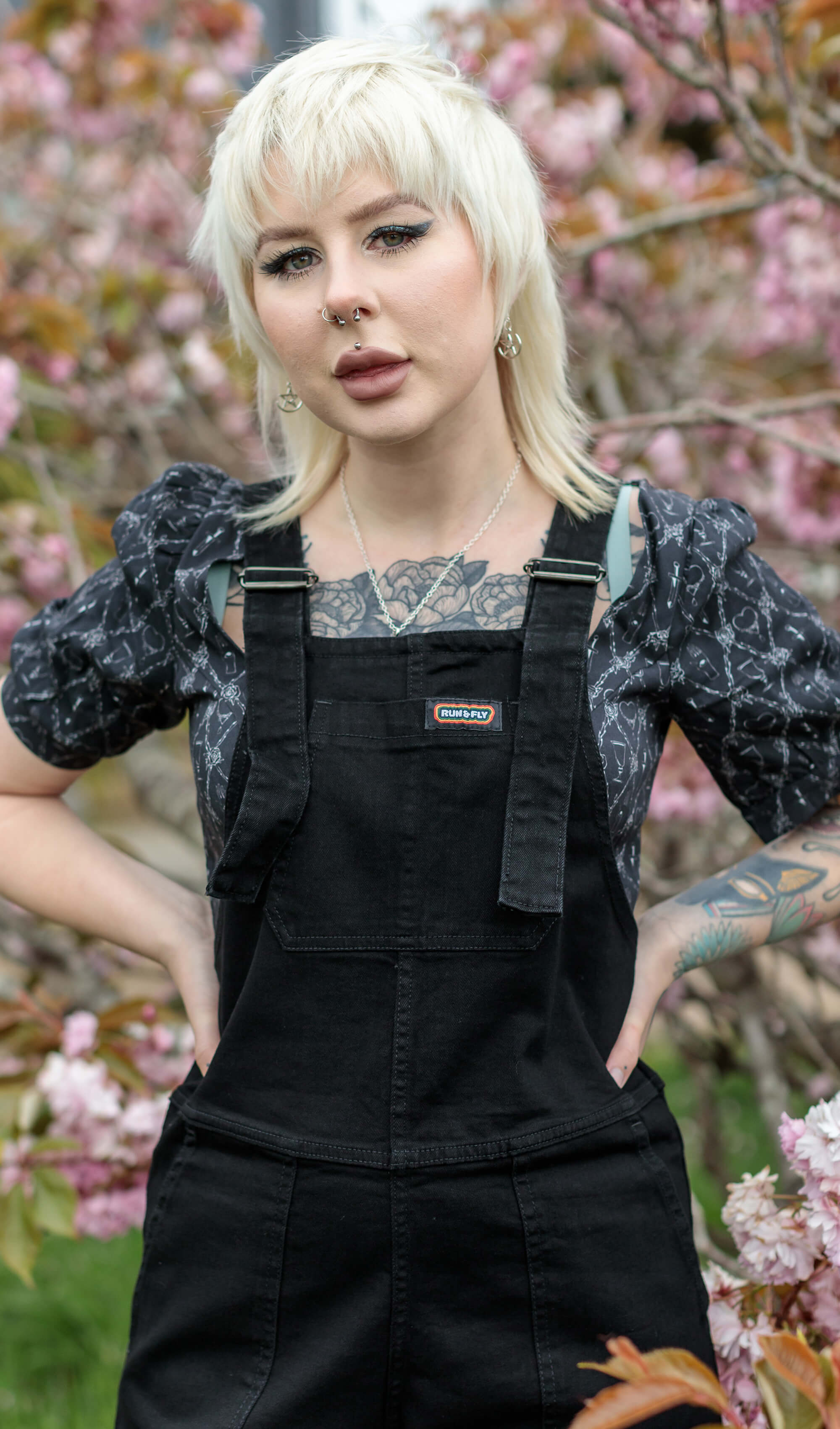 Black Denim Dungarees - Run & Fly
