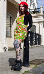 The Mushroom Babes In The Geese Garden Stretch Twill Pinafore Dress - Run & Fly