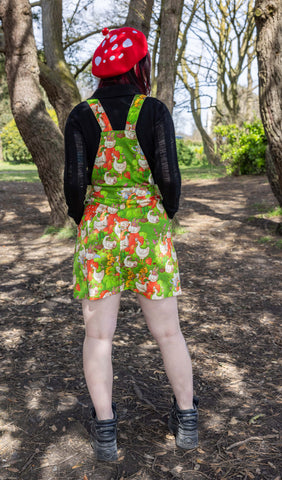 The Mushroom Babes In The Geese Garden Stretch Twill Pinafore Dress - Run & Fly