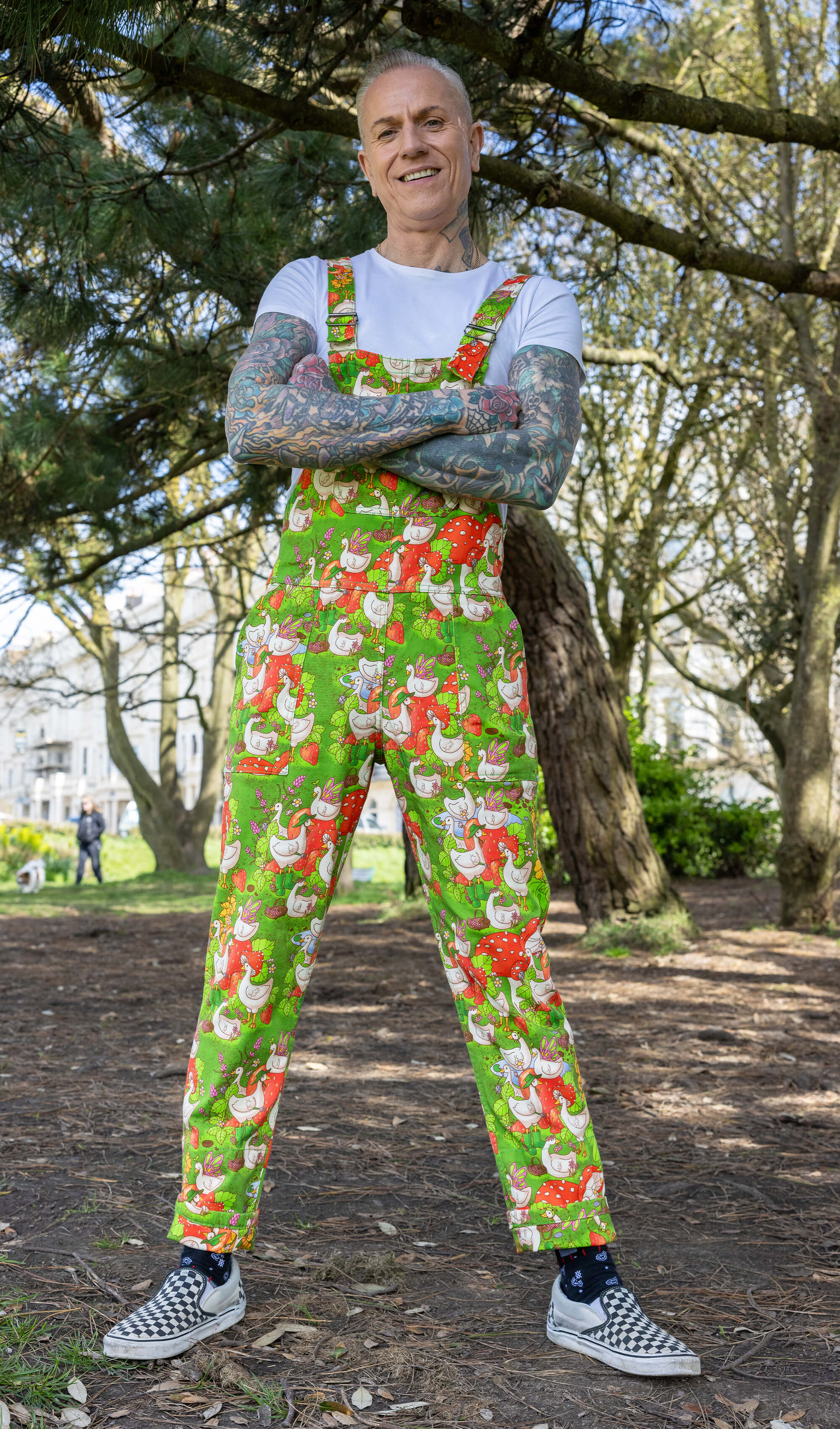 The Mushroom Babes In The Geese Garden Stretch Twill Dungarees - Run & Fly