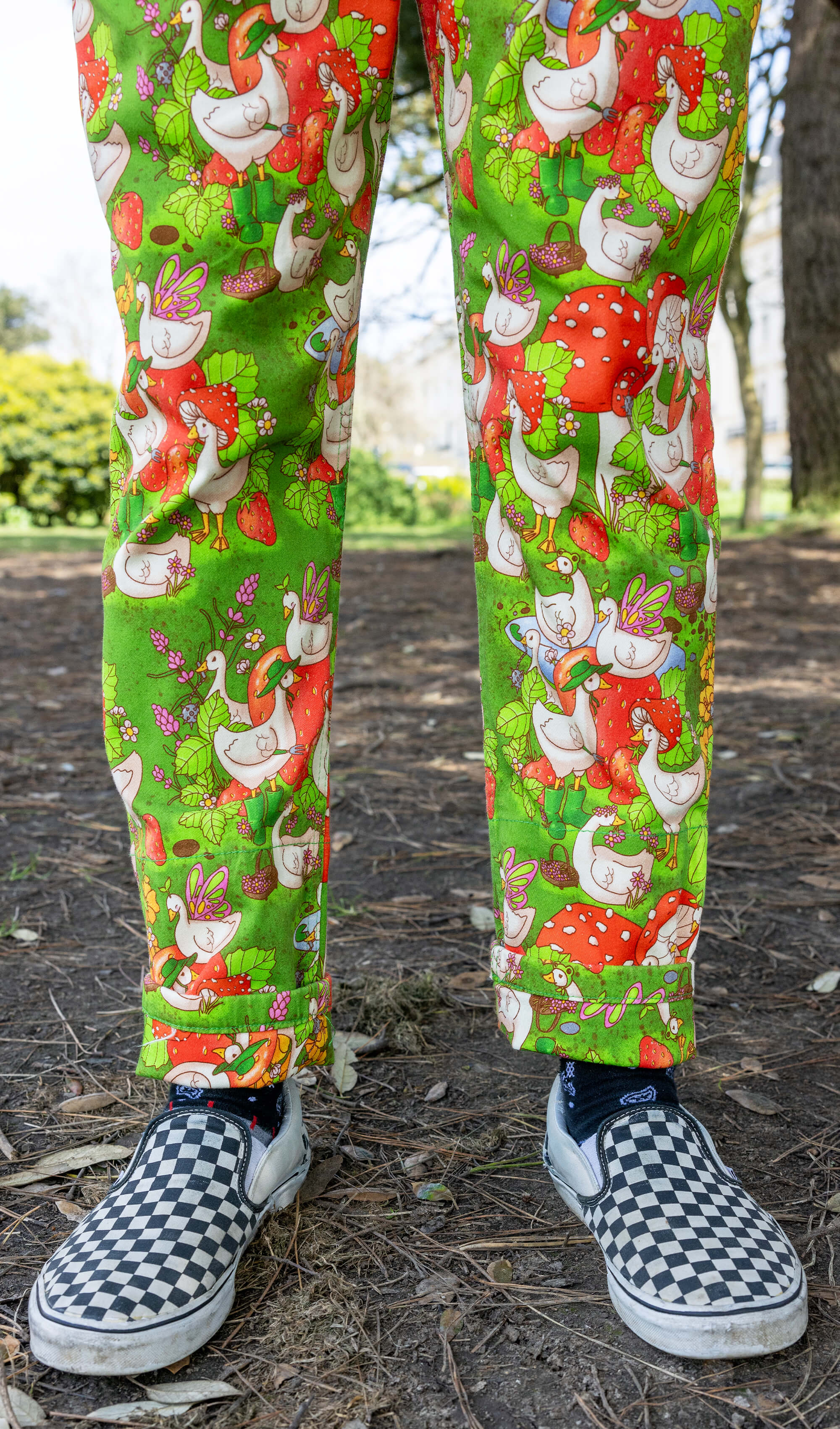 The Mushroom Babes In The Geese Garden Stretch Twill Dungarees - Run & Fly