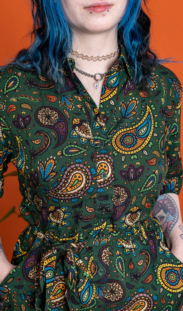 Forest Green Paisley Jumpsuit - Run & Fly