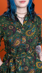 Forest Green Paisley Jumpsuit - Run & Fly