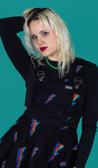 Black Lightning Bolt Flared Pinafore Dress - Run & Fly