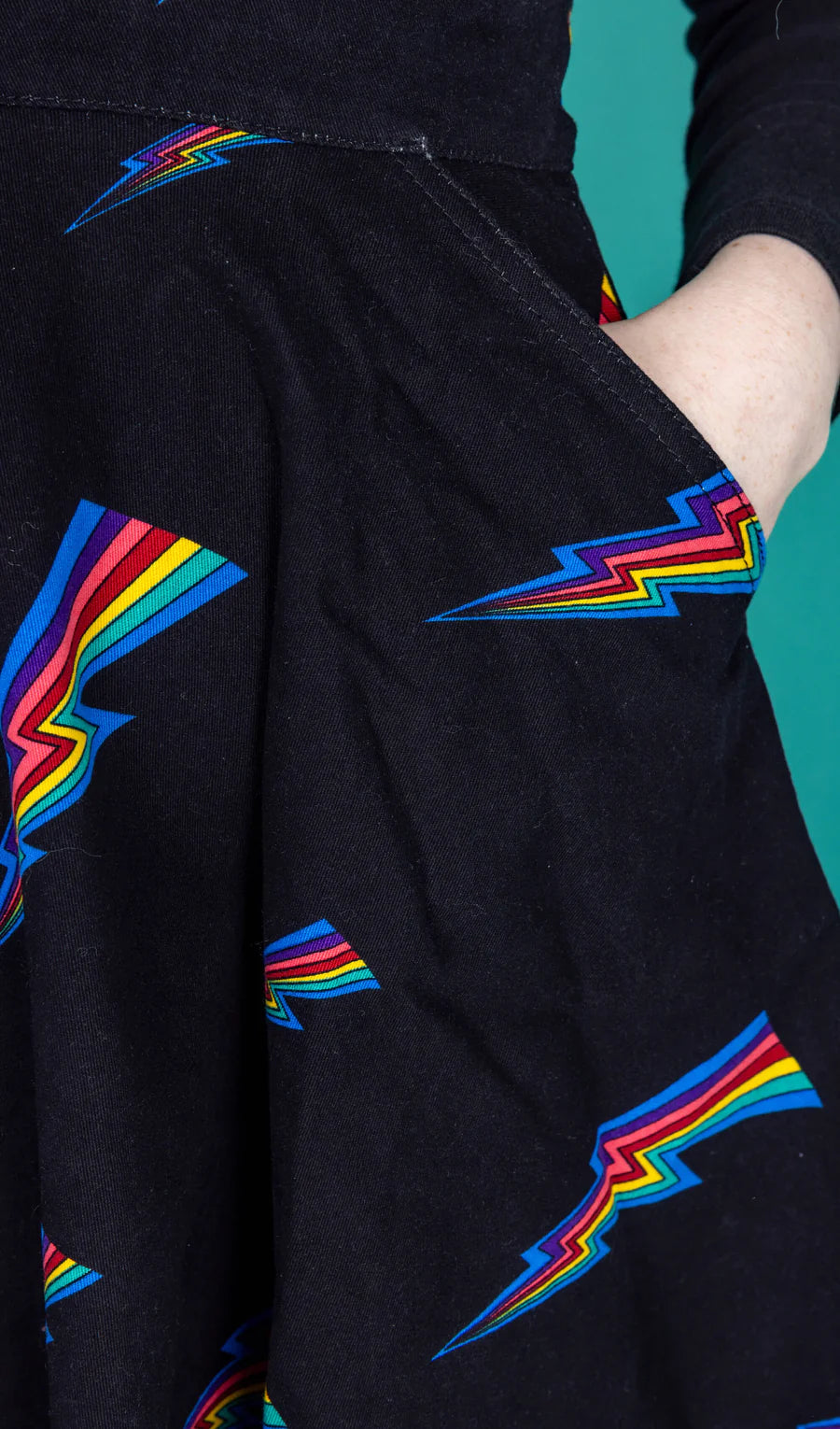 Black Lightning Bolt Flared Pinafore Dress - Run & Fly