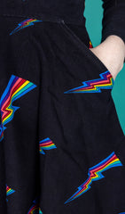 Black Lightning Bolt Flared Pinafore Dress - Run & Fly