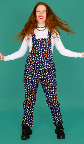 Over the Rainbow & Clouds Stretch Twill Dungarees - Run & Fly