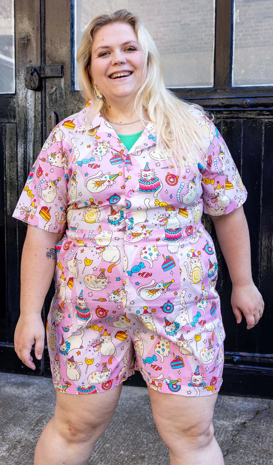 Run & Fly x The Mushroom Babes Party Cats Stretch Playsuit - Run & Fly