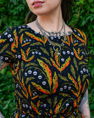Poison and Plants Stretch Belted Tea Dress with Pockets - Run & Fly x Clare Lewis