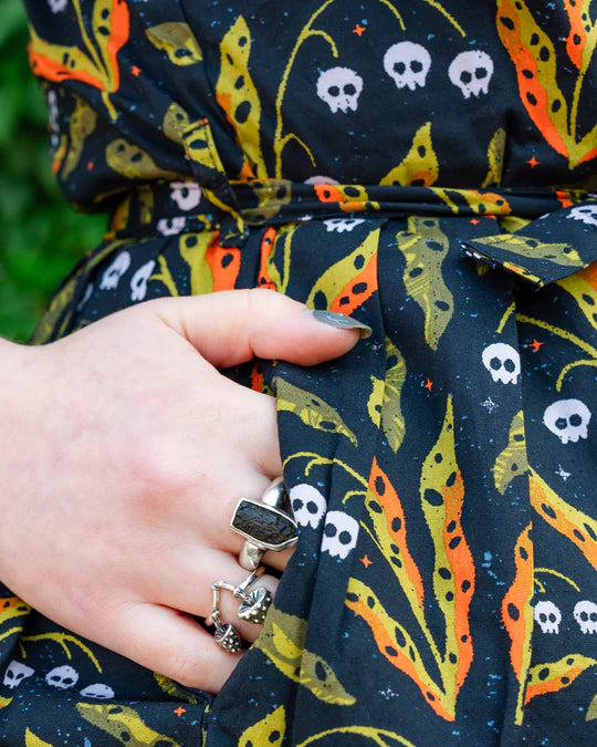 Poison and Plants Stretch Belted Tea Dress with Pockets - Run & Fly x Clare Lewis