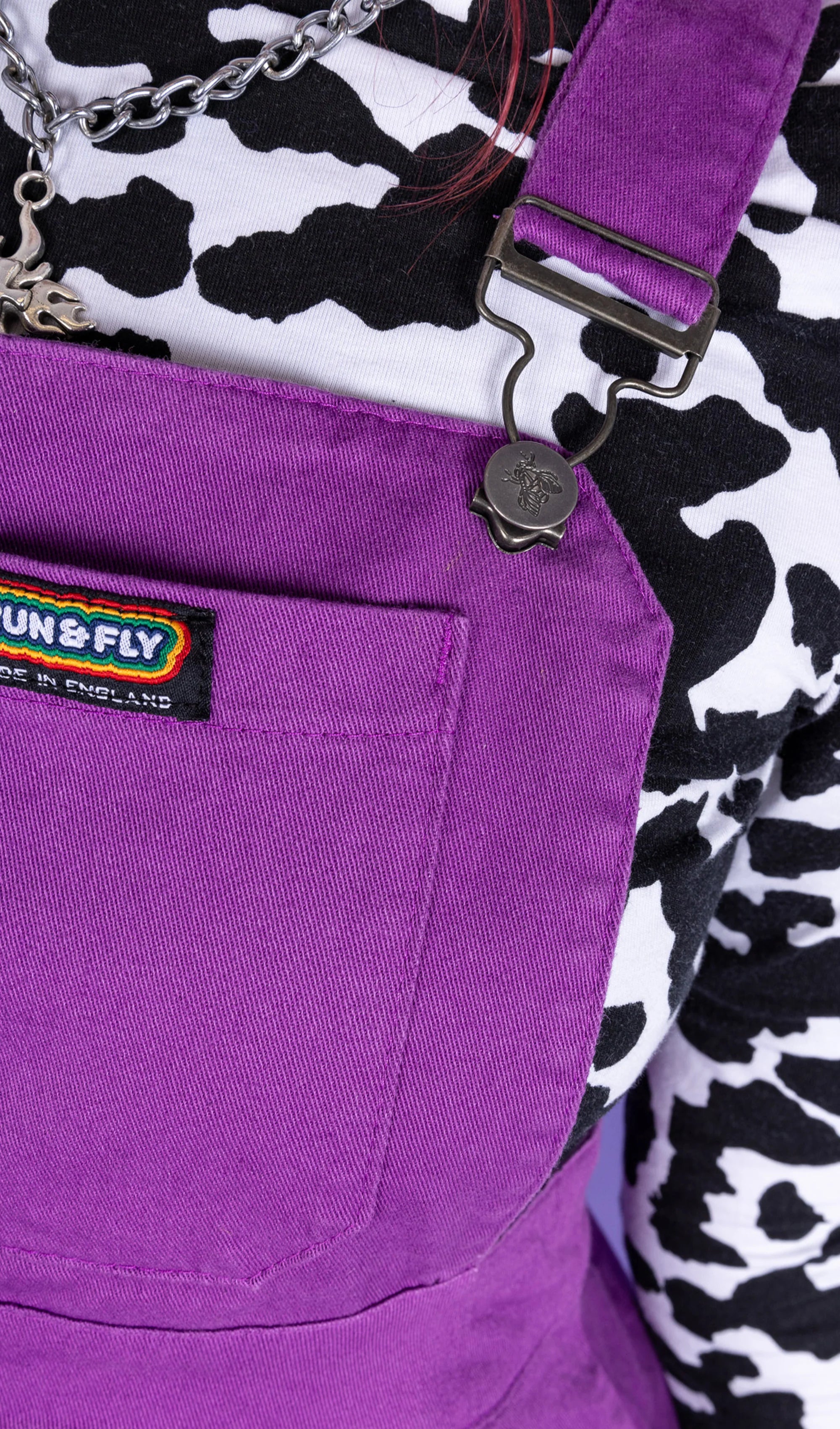Purple Stretch Twill Flared Pinafore Dress - Run & Fly