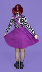 Purple Stretch Twill Flared Pinafore Dress - Run & Fly