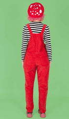 Red Stretch Corduroy Dungarees - Run & Fly