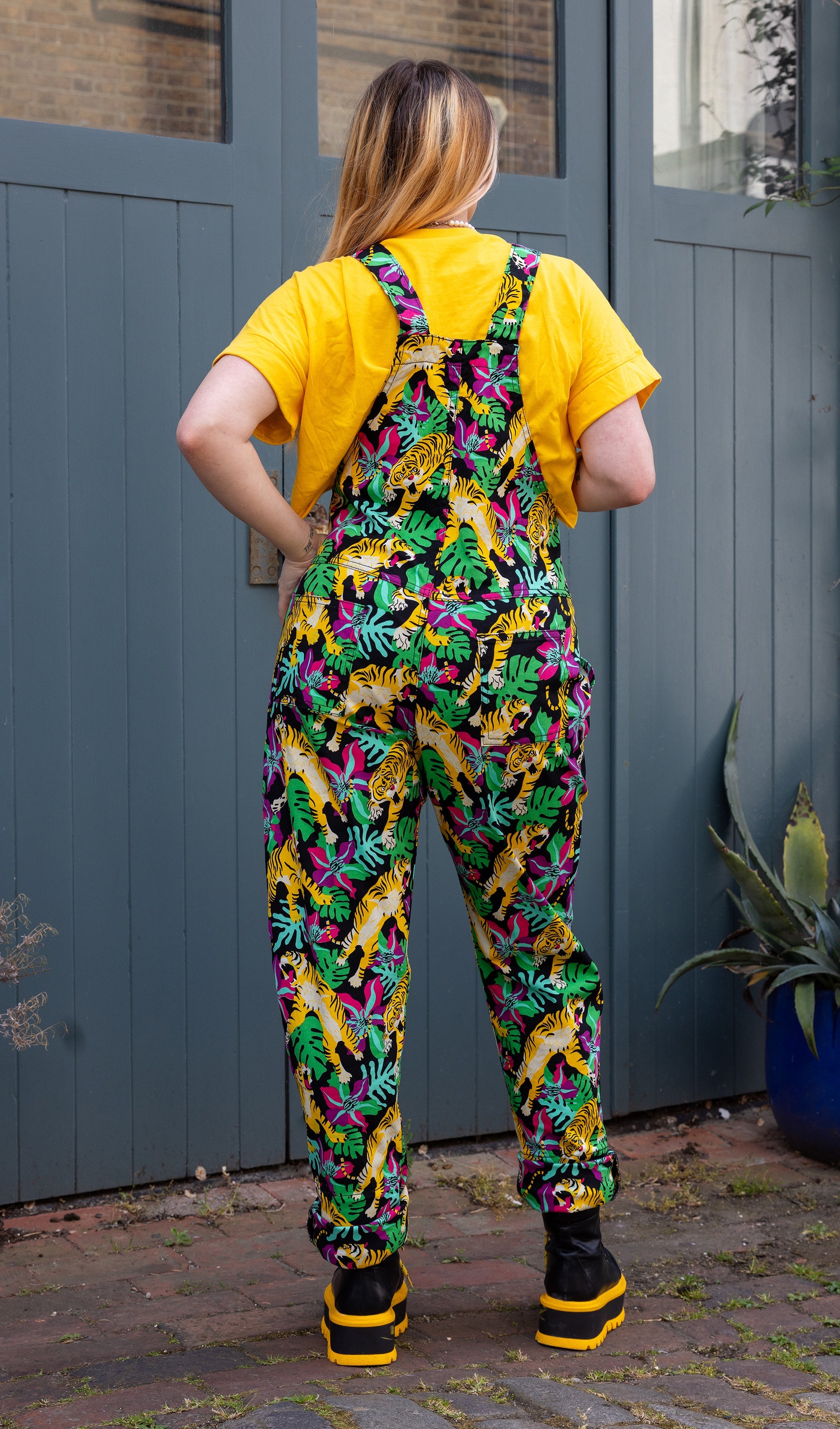 Black Tiger Lily Twill Dungarees - Run & Fly