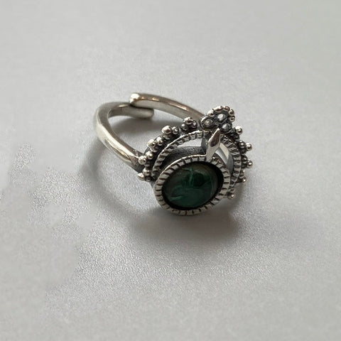 Malachite Vintage Bali Sphere Ring
