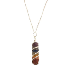 7 Chakra Bonded Wire Wrapped Pencil Pendant
