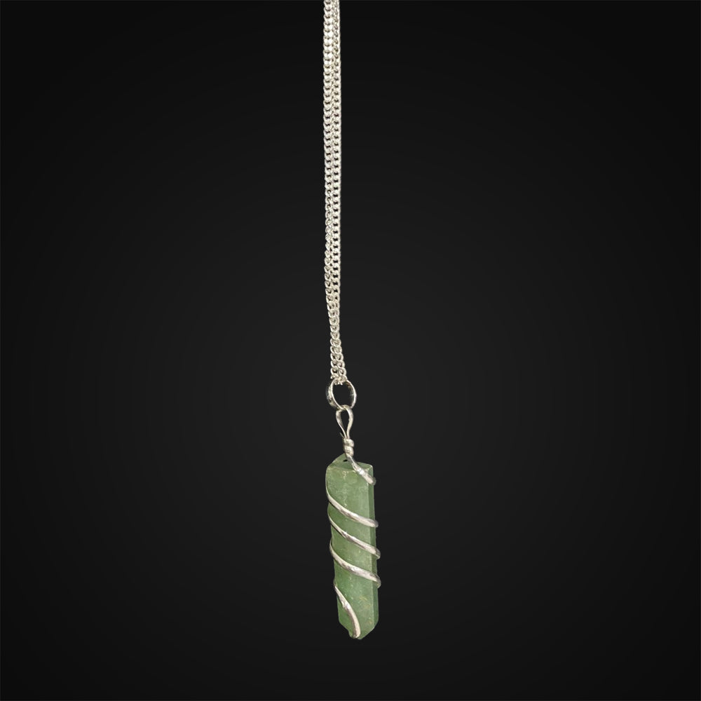 Green Aventurine Wire Wrapped Pencil Pendant