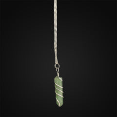 Green Aventurine Wire Wrapped Pencil Pendant