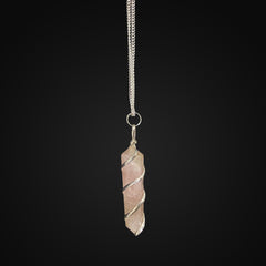 Rose Quartz Wire Wrapped Pencil Pendant