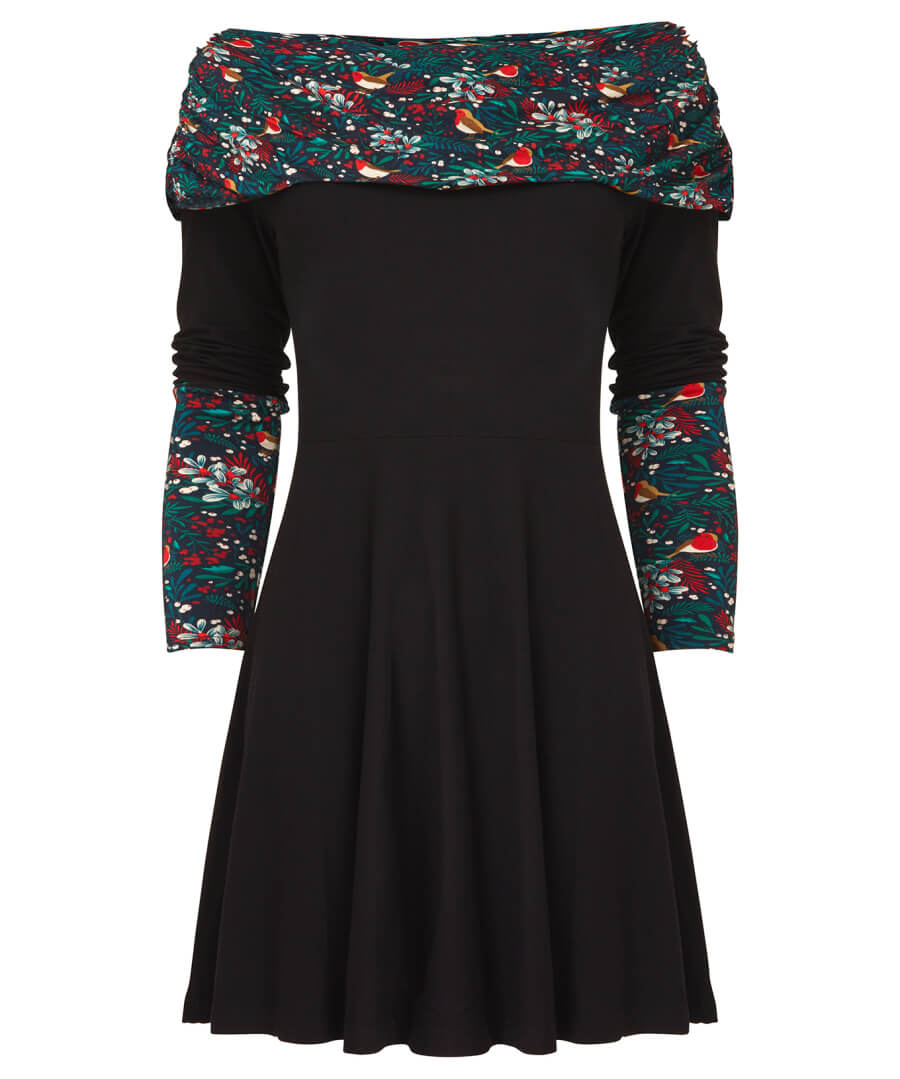 Festive Bardot Tunic (Black) - Joe Browns