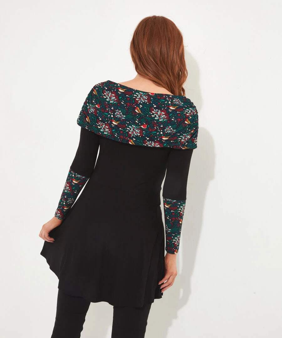Festive Bardot Tunic (Black) - Joe Browns