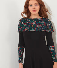 Festive Bardot Tunic (Black) - Joe Browns