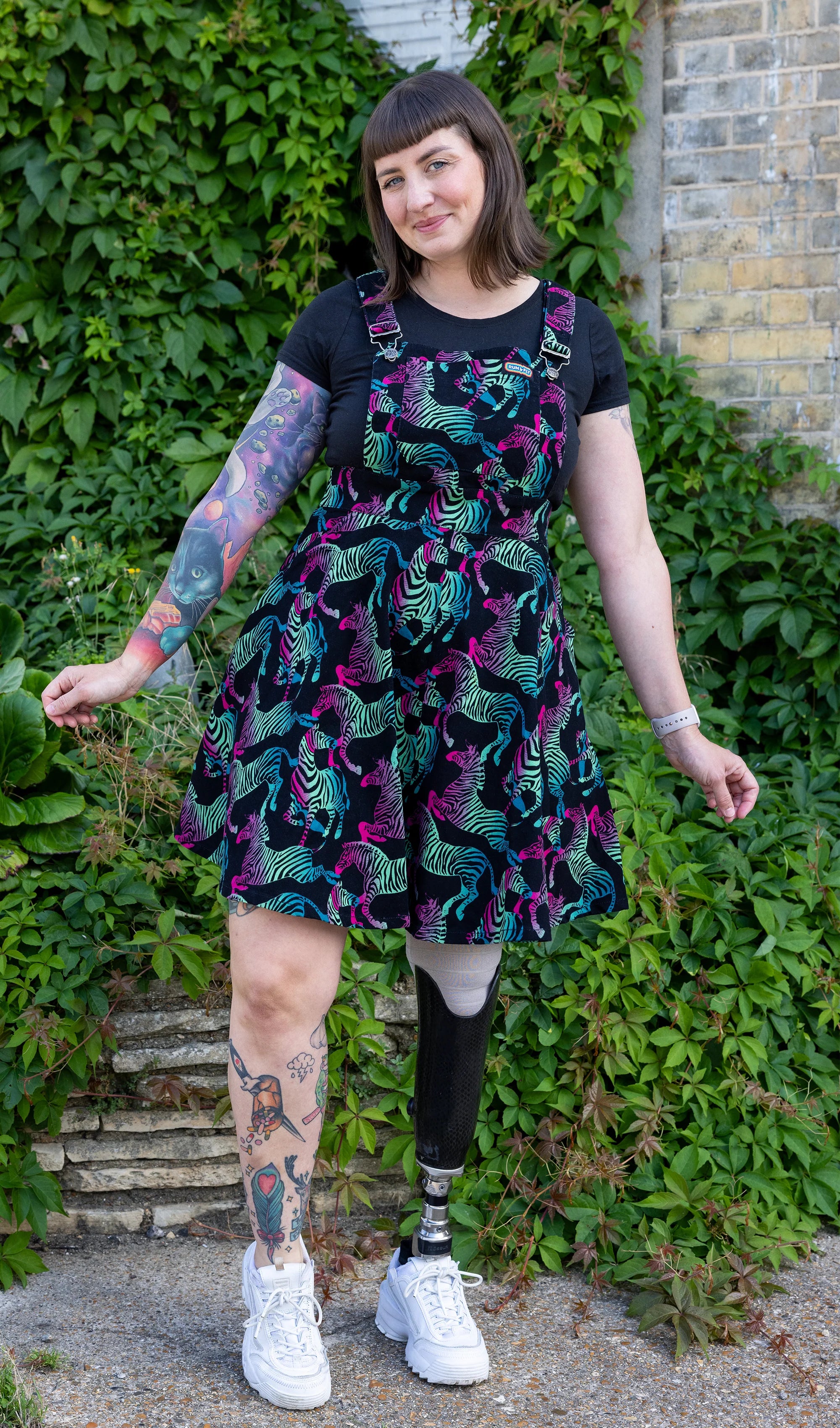 Rainbow Zebra Flared Pinafore Dress - Run & Fly