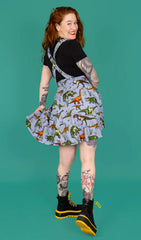 Blue Adventure Dinosaur Flared Pinafore Dress - Run & Fly