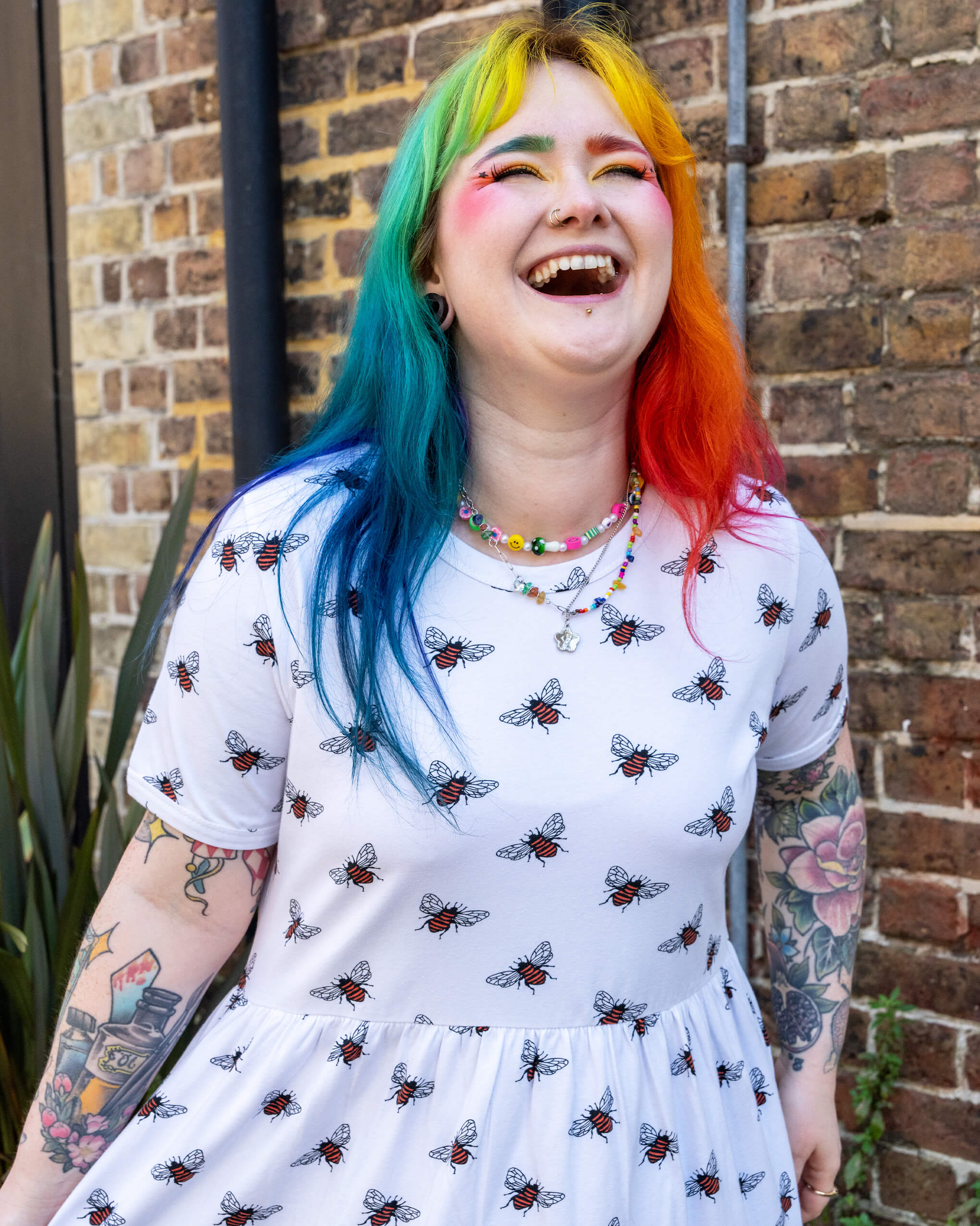 White Bee Oversized Smock Dress - Run & Fly
