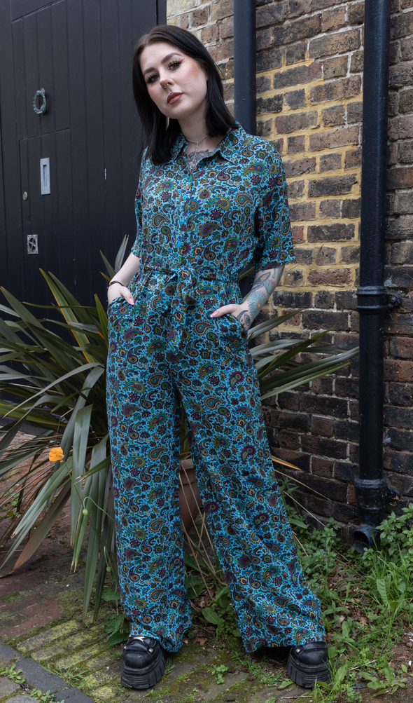 Sky Blue Paisley Jumpsuit - Run & Fly