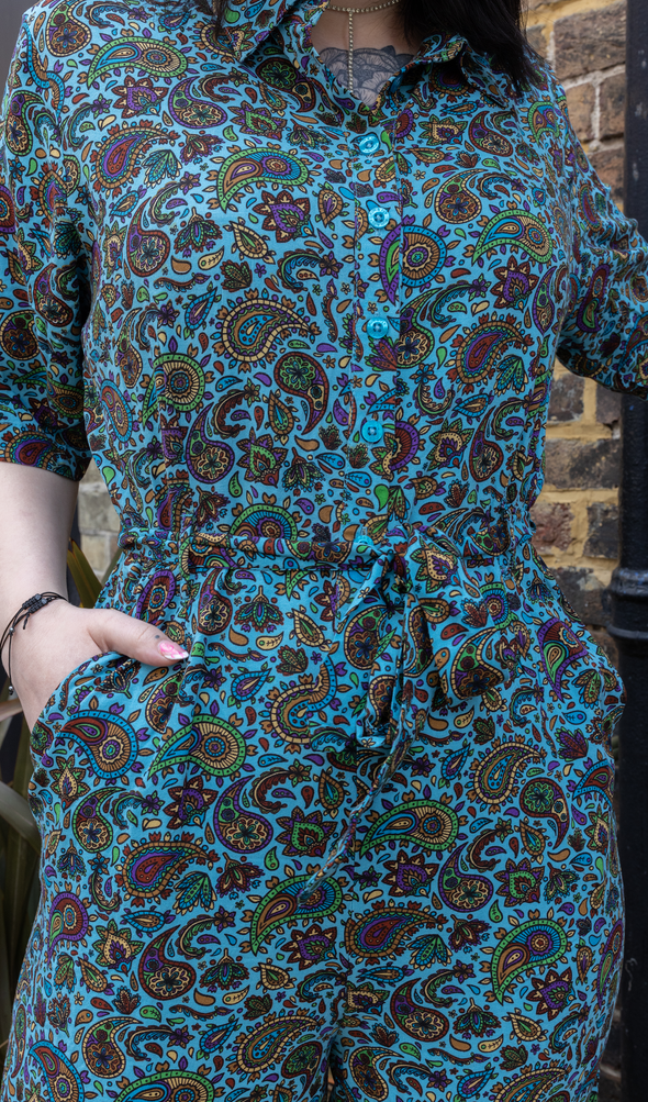 Sky Blue Paisley Jumpsuit - Run & Fly
