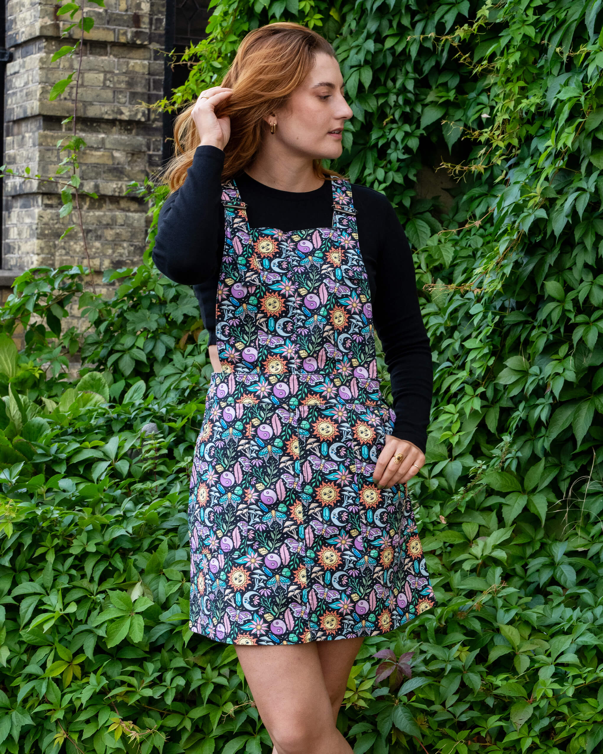 Boho Summer Stretch Twill Pinafore Dress - Run & Fly