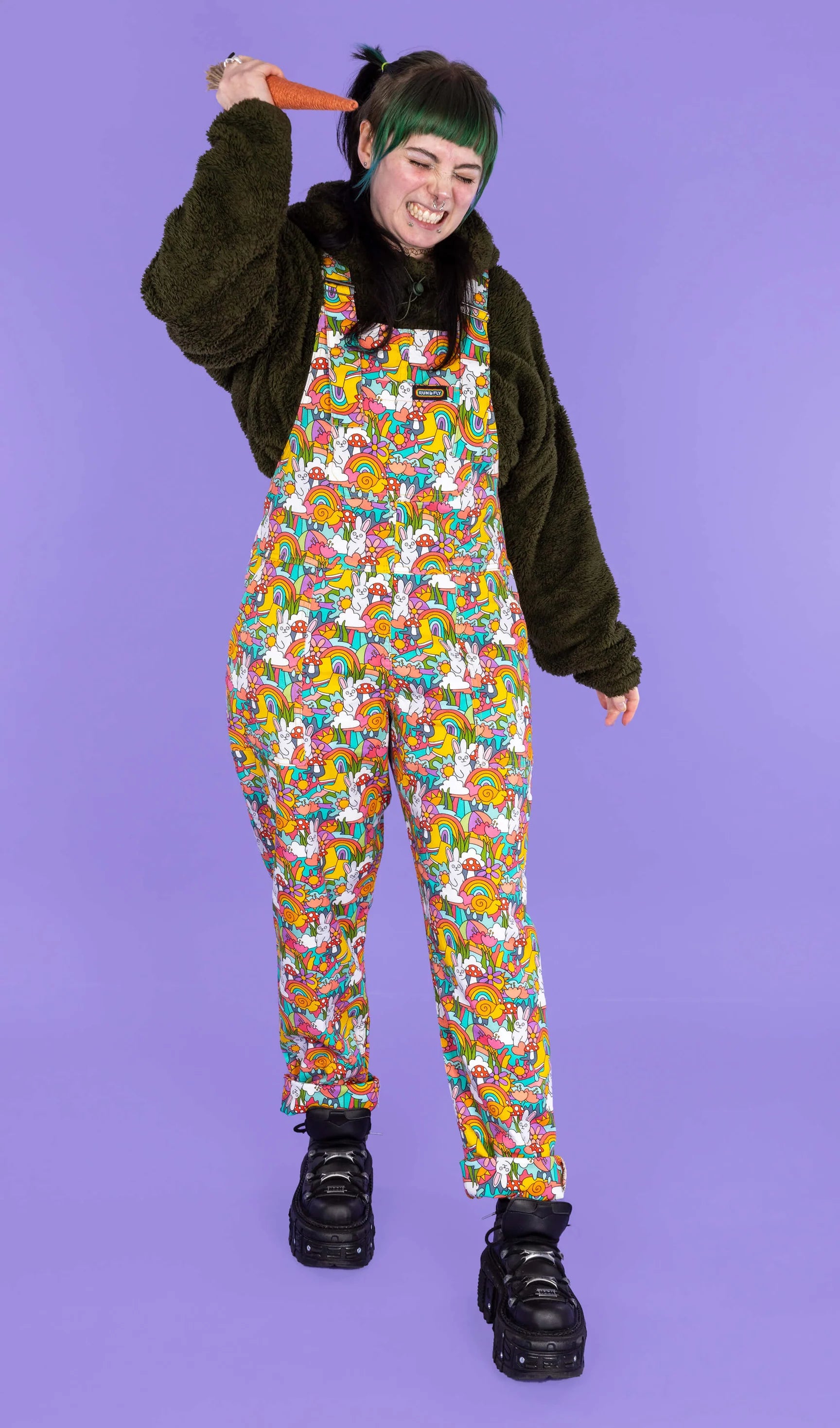 Some Bunny Loves You Stretch Twill Dungarees - Run & Fly