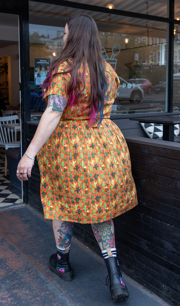 Orange Cactus Tea Dress - Run & Fly