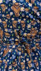 Highland Cows Belted Tea Dress with Pockets - Run & Fly