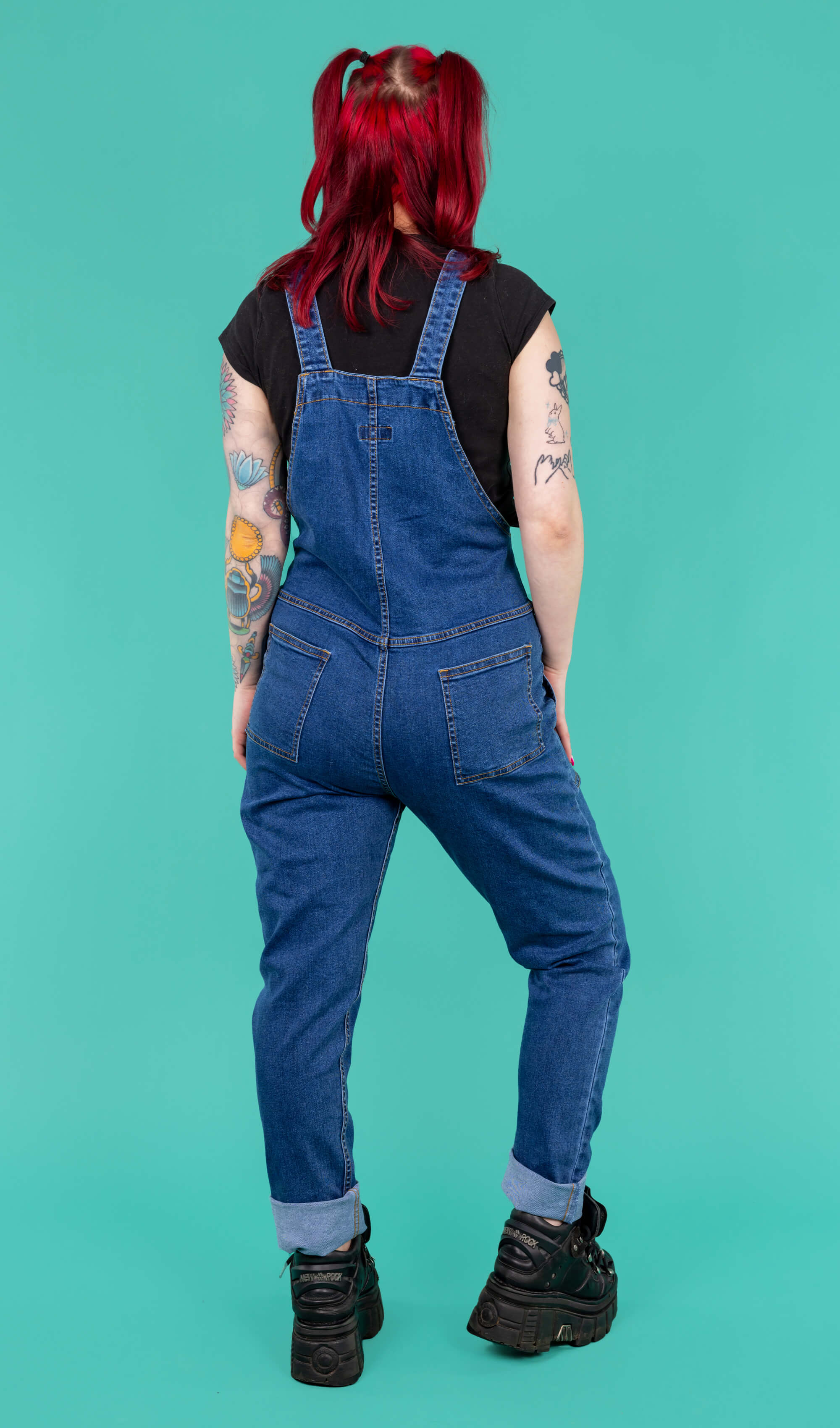 Blue Stone Wash Denim Dungarees - Run & Fly